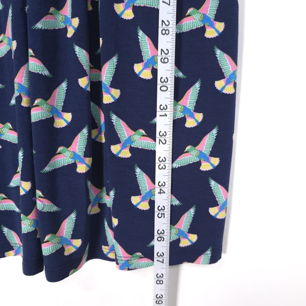 BODEN Women's Knee Length Dress Bird Print 4 Petite Stretch Navy Pockets J0326 - Picture 4 of 9